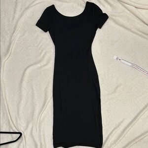 Reversible Ribbed Short Sleeve Dress With Cutout